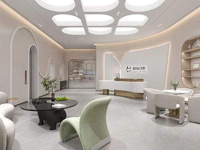 Modern Light Luxury Beauty And Hair Salon Reception Lobby With Elegant Comfortable Warm Waiting Space 3d model