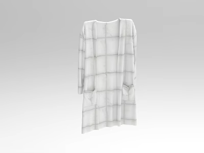 White Plaid Check Long Sleeve Cardigan With Loose Fit And Pockets For Women 3d model