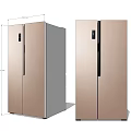 Modern Double Door Refrigerator Freezer With Champagne Gold Sleek Design For Home Kitchen