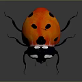 Red Ladybug With Black Spots And Black Head Legs On Gray Background With Reflection 3d model