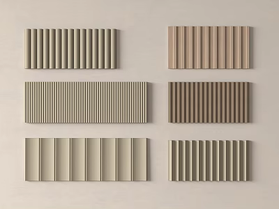Diverse Design Wall Panels With Vertical Stripes And Neutral Color Textures 3d model