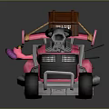 Pink Go Kart With Large Engine Wooden TNT Box And Black Seat