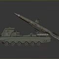 Green Military Armored Tank Equipped With Missile Launchers And Tracks