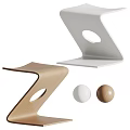 Modern Wooden And White Metal Stools With Curved Design And Circular Holes