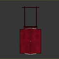 Traditional Decorative Cart With Red Canopy Golden Ornaments Red Wheels And Wooden Structure