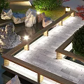 Scenic Outdoor Pathway Design With Stone Pavement Wooden Railings And Landscape Lighting