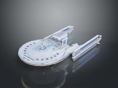 Futuristic Spaceship Design With Blue Accents For Cosmic Exploration Missions 3d model