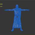 Ancient Egyptian Male In Robes With Gold Necklace Belt Sandals Arms Outstretched On Gray Background