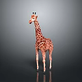 Realistic Giraffe With Long Neck And Spotted Coat Standing On Gray Background