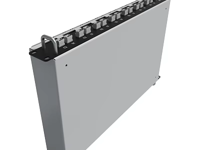 Industrial Gray Metal Enclosure With Multiple Terminal Ports And Handle 3d model