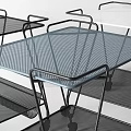 Modern Black Mobile Side Tables with Wire Mesh Shelves and Wheels 3d model