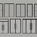Modern Windows And Doors With Black Frames And Transparent Glass In Various Styles 3d model