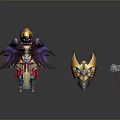 Detailed Fantasy Mythical Character In Ornate Armor With Shield And Hammer