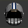 White Weapon Helmet With Blue Stripes And RIDGEMONT Brand Label Design