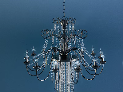 Elegant Vintage Crystal Chandelier With Metal Frame And Hanging Pendants 3d model