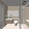 Modern Minimalist Bathroom Interior Design With Wall-Mounted Vanity Mirror Toilet And Glass Shower