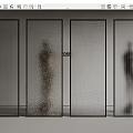 Modern Mesh Room Dividers With Multiple Human Silhouettes in Background 3d model