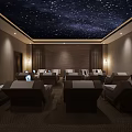 Luxury Cinema Interior With Starry Sky Ceiling Comfortable Seating And Ambient Lighting 3d model