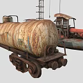 Rusty Old Steamboat Equipped With Cargo Tanks And Paddle Wheel