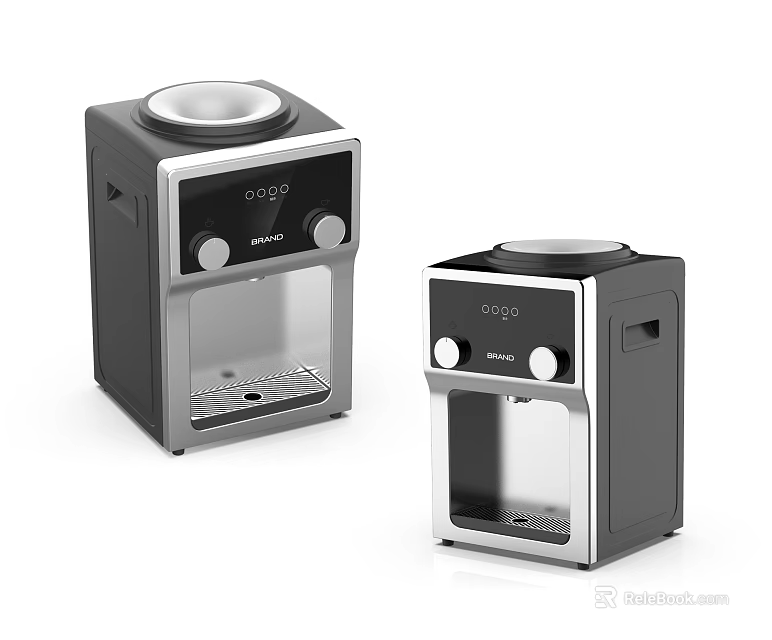 Stylish DOGO Daily Appliances Black Silver Water Dispensers With Control Knobs 3d model 