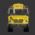Yellow School Bus With Classic Design And Reflective Surface On Dark Background 3d model