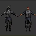 Tactical Police Characters In Uniforms With Gear Antenna And Red Cap