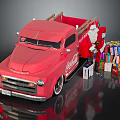 Red Vintage Truck With Santa Claus Colorful Gifts And Coca Cola Branding