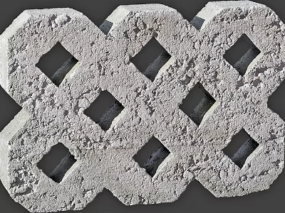 Architectural Building Components Perforated Concrete Blocks With Diamond Shaped Holes And Rough Surface For Construction 3d model