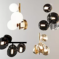 Modern Wall Lamps with Multiple Glossy Spheres and Metallic Frame Designs