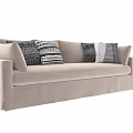 Comfortable Soft Beige Modern Two-Seater Sofa With Black And White Geometric Pattern Cushions 3d model