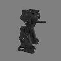 Black Intelligent Mechanical Robot With Bipedal Legs Weapon System And Metal Structure 3d model