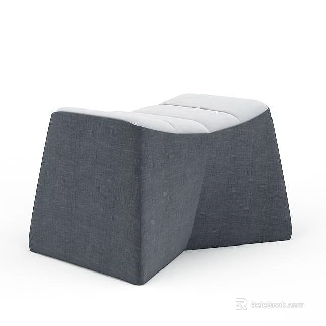 Gray Fabric Sofa Bench with Padded Seat and Modern Geometric Design 3d model 