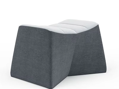 Gray Fabric Sofa Bench with Padded Seat and Modern Geometric Design 3d model