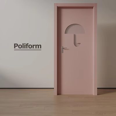 Poliform Pink Swing Door With Umbrella Shaped Cutout In Modern Interior 3d model