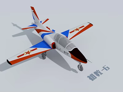 Red White Blue Painted JL7 Fighter Jet With Red Stars 3d model Red White Blue Painted JL7 Fighter Jet With Red Stars 3d model
