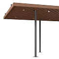 Outdoor Wooden Canopy With Modern Slatted Design And Metal Support Legs For Patio