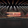 Modern Stage Design With Bright Spotlights And Decorative Background Elements 3d model