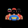 Three Cartoon Men Wearing Sport Vests And Helmets In Active Sports Outfits