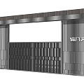 Modern Metal Entrance Gate Design With Striped Pattern And Frame Structure 3d model
