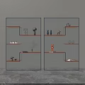 Modern Display Shelves With Glass Panels Metal Frames And Decorative Items