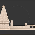 Intricate Hindu Temple Architectural Model with Multi Tiered Tower and Detailed Carvings