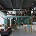 Modern Hair Beauty Salon Interior Design With Blue Walls Brown Sofas And Styling Chairs