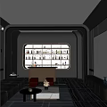 Modern Home Theater Interior Design with Starry Ceiling Large Screen Sofa and Wine Cabinet