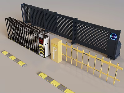 Electric Telescopic Folding Gate Parking Toll Rod Lifting Rod Gate Control Machine Gate Machine 3d model