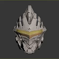 Futuristic Metallic Helmet with Silver Finish Yellow Accents and Modern Sci-Fi Design