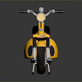Classic Yellow Motorcycle With Black Seat Round Headlight Side Logo And Retro Style