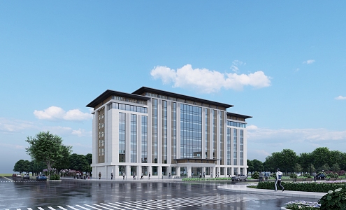 New Chinese style office building administrative complex building 3d model