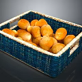 Fresh Small Bread Rolls Filled in Blue Woven Basket on Dark Background