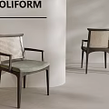 Poliform Modern Chairs With Wicker Backrest And Green Cushion Design 3d model