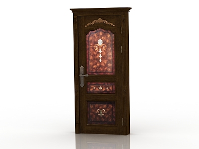 European-style interior door solid wood door 3d model